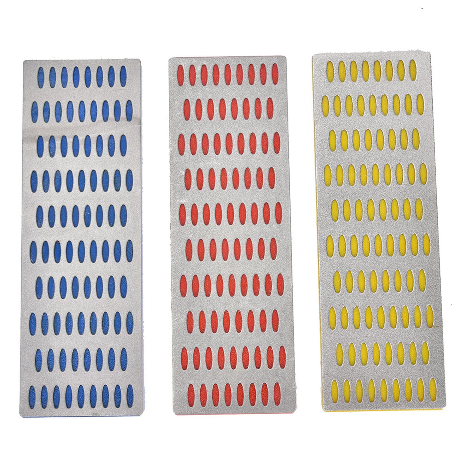 Hyuduo 3-Piece Knife Sharpening Stone Set Coarse Medium Fine Grit Whetstone (Red Yellow Blue) for Kitchen Knives, Chef Knives & Outdoor Blades