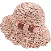 JANGANNSA Baby Girl Straw Hat Outdoor Baby Sun Protection Hats Summer Bowknot Beach Cap for Infant Toddler Girls