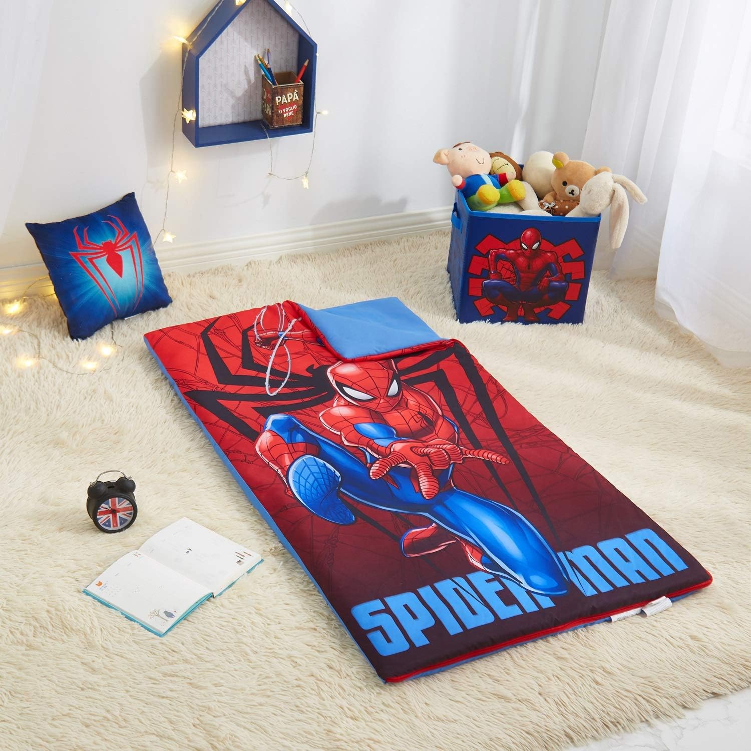 Spider Man Kids Sleeping Bag with Bonus Pillow and Storage
