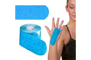 THERABAND Kinesiology Tape, Blue/Blue, 1 Roll, with XactStretch Indicators, Long-Lasting Athletic Tape for Shoulder, Back & Knee, Latex-Free & Water Resistant for Men and Women, Pre-Cut