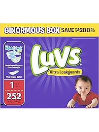 Luvs Ultra Leakguards Disposable Baby Diapers Newborn Size 1, 252 Count