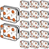 Locmeo 24 Packs Basketball Clear Makeup Bags Bulk Sports Goodie Snack Bags with Zipper Waterproof PVC Cosmetic Pouches Travel Toiletry Organizers for Basketball Team Gifts Sport Birthday Party Favors