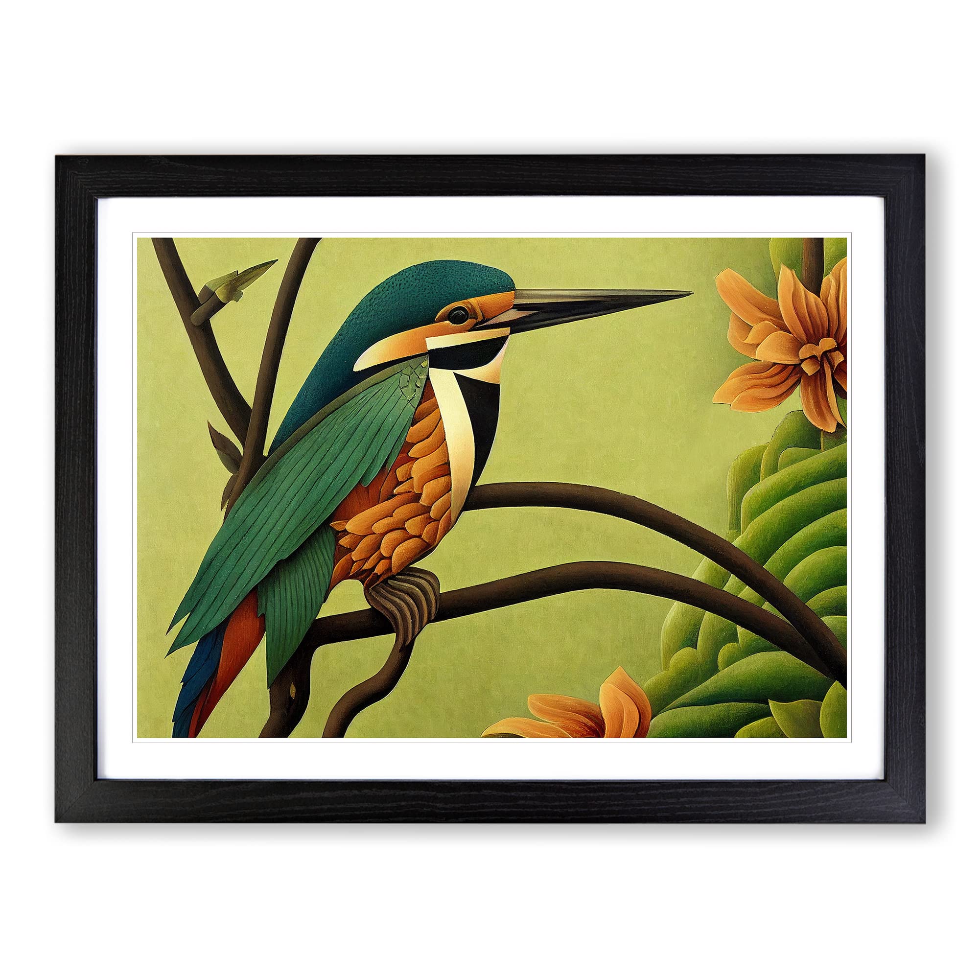 Wild Kingfisher Bird Framed Print | A4 Black Framed Wall Art | Ready to Hang | Modern Nature Picture | Living Room Bedroom Lounge Office