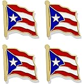 HSQCEZ 4 Pack Puerto Rico Flag Lapel Pin - Puerto Rican Flags Pins Lapel Hat Backpacks Suit Decoration & Men Women Waving Patriotic Enamel Metal Badge Souvenir