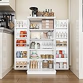 Shintenchi Kitchen Pantry Cabinet,5 - Layer Storage Cupboard with Adjustable Shelves for Organizing and Storing Food Items,47'' Versatile Buffet Sideboard for Kitchen, Bathroom and Laundry,White