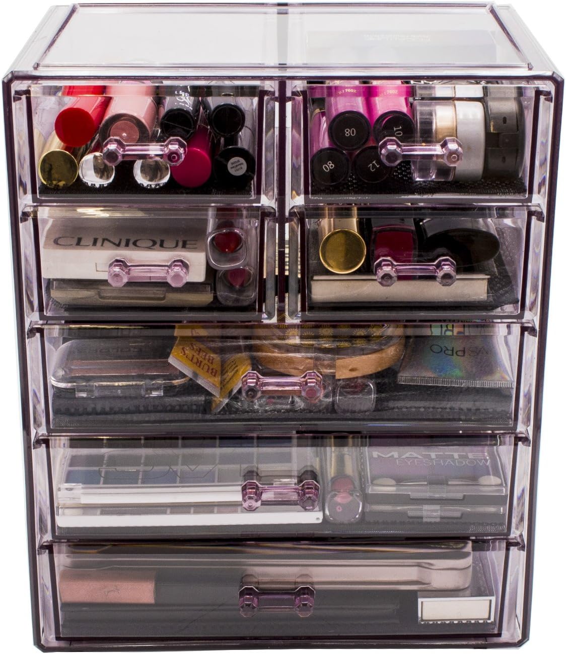 Sorbus Cosmetics Makeup and Jewelry Big Storage Case Display - Stylish Vanity, Bathroom Case (4 Large, 2 Small Drawers, Clear): Home & Kitchen