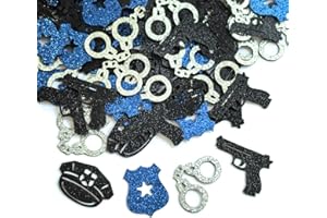 Police Confetti, Pistol, Handcuffs Confetti, Police Graduate, Policemen Boys Birthday Table Decorations, Police Academy Colle