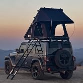Rooftop Tent Hard Shell with Winter Thermal Layer,Pop Up Car Roof Top Tent | Aluminum Roof Tent Hardshell with Luggage Bar,LED Light Strip,Suitable for Jeep SUV Truck,4 Season Camping for 2 Person