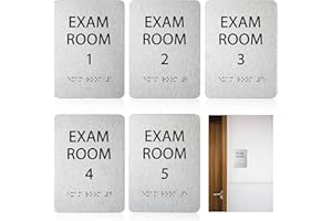 Exam Room Sign 5x 7inch Numbers 1-5 with Braille and Tactile Exam Room Flags for Exam Rooms Offices Educational Institution D