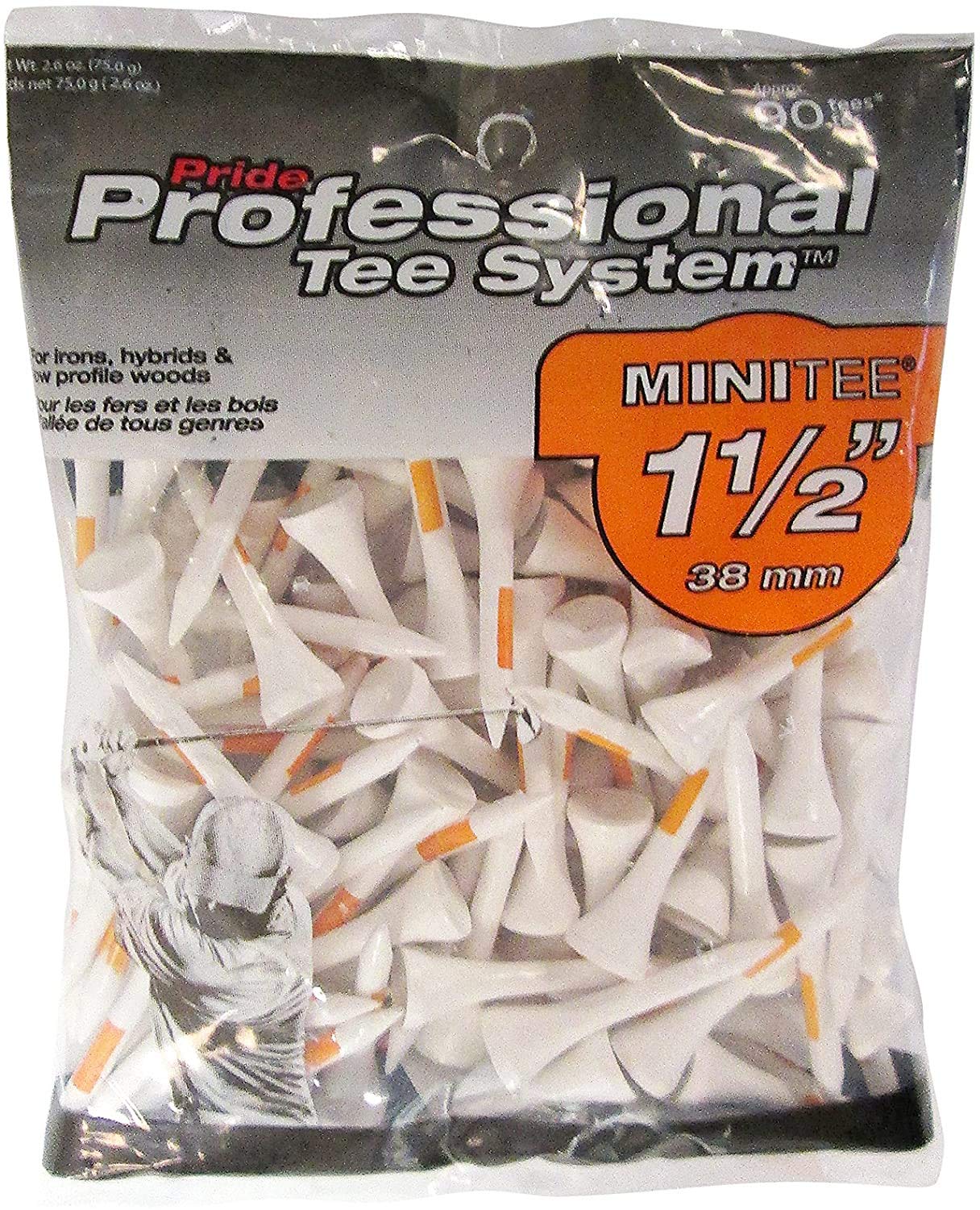 Pride Professional Tee System Mini Tee, 1-1/2-Inch- 90 Count (White