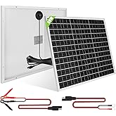 50W 18V Solar Panel with Built-in 12V PWM Controller + SAE Connection Cable 23% High Efficiency Monocrystalline Solar Panel for Roof RV Trailer Camper Marine Home Farm Off-Grid 12BB N-Type Solar Cells