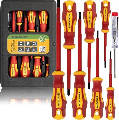BLOSTM Insulated 8pc Screwdriver Set 1000V VDE Hardened Tips Case