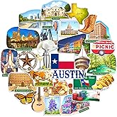 Navy Peony Thrilling Texas State Travel Stickers (28 pcs) - Watercolor, Texan, America-Themed Vacation Decals for Scrapbooking, Journals, Laptop