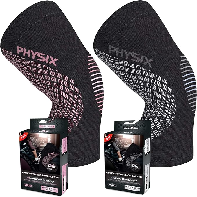 Physix Gear 2 Pack of Knee Support Brace Compression Sleeve