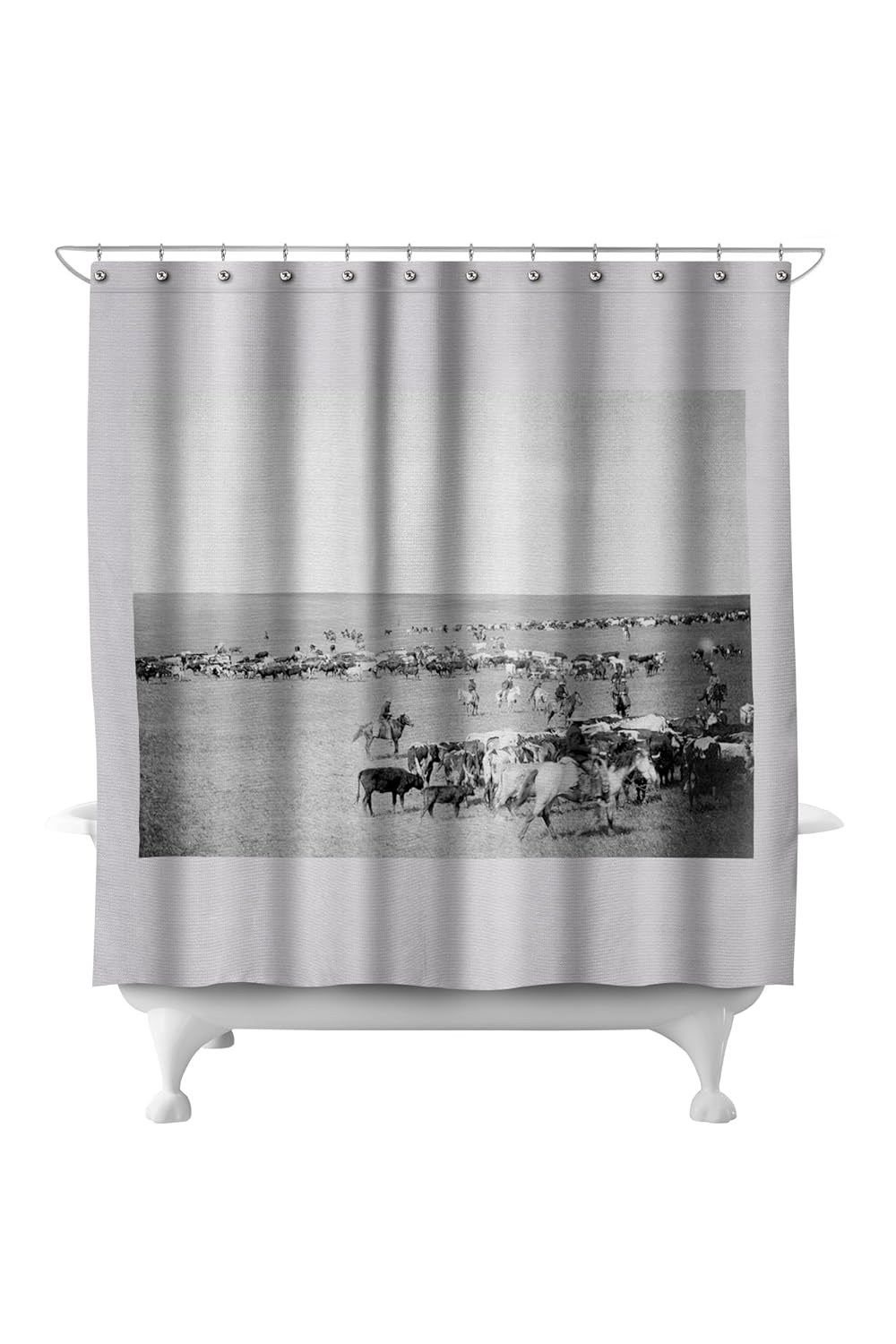 Cowboys With Cattle On The Range Photograph 71x74 Polyester