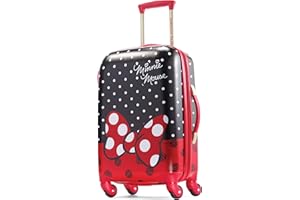American Tourister Disney Hardside Luggage With Spinner Wheels, Minnie Mouse Red Bow, Carry-On 21-Inch