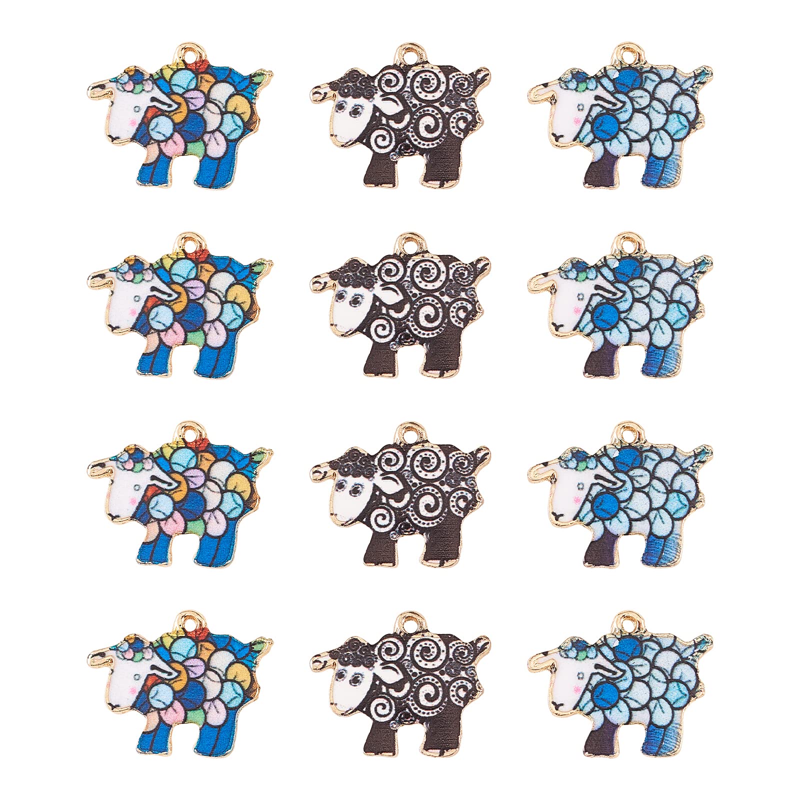DanLingJewelry 30pcs 17x21x1.5mm Alloy Enamel Sheep Charms for DIY Bracelet Jewelry Making