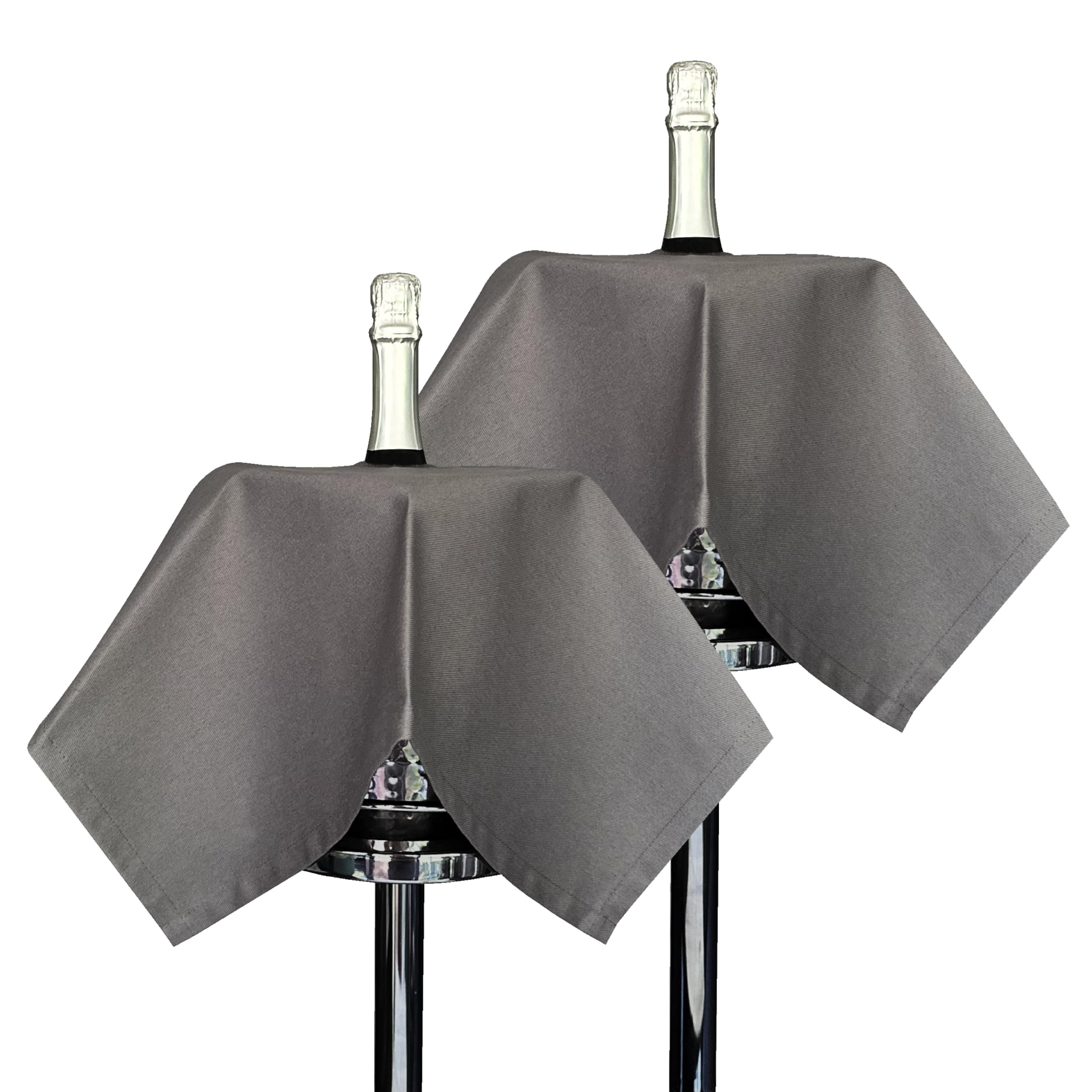 BottleCloths - Original Collection, Bottle Cloths for Ice Buckets, Cotton, 54 cm, Center Hole, Stitched Circle (Platinum, Pack of 2)