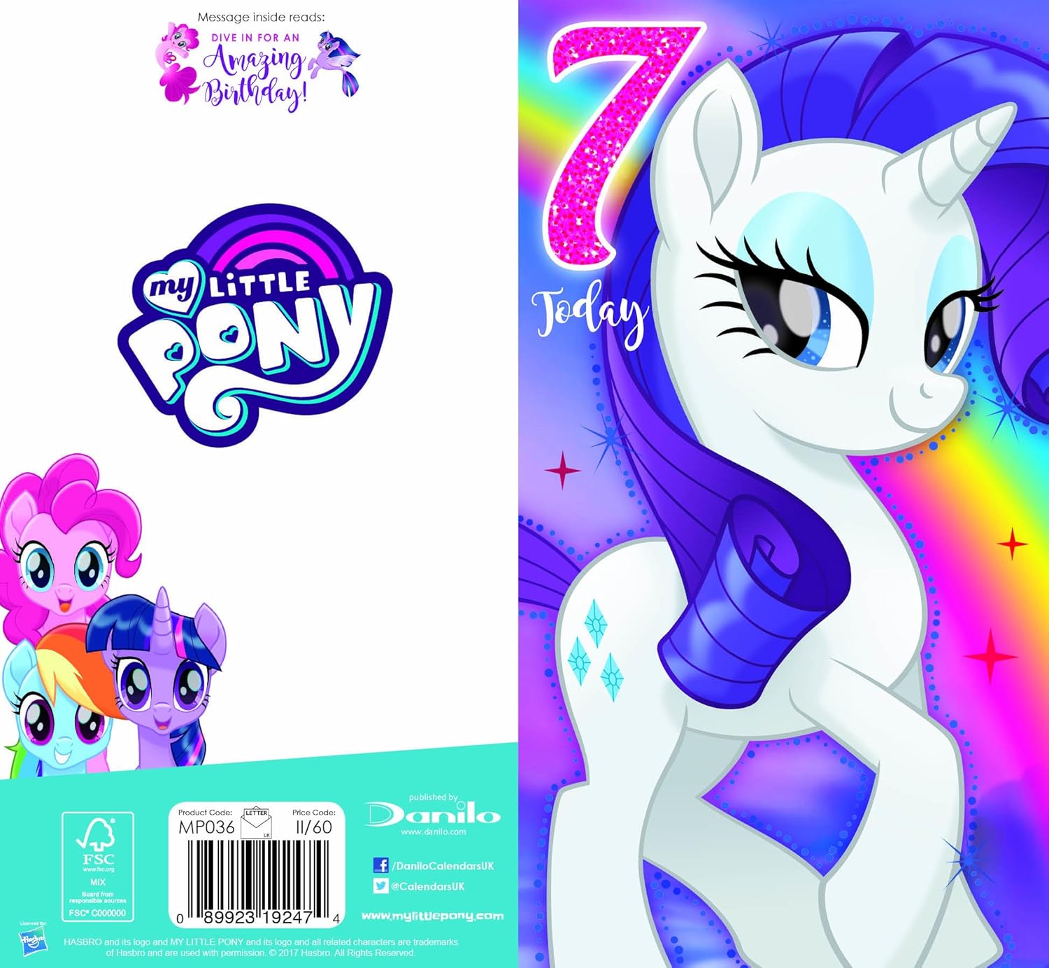 My Little Pony MP036 Movie Age 7 Birthday Card Multi Colour, 232x128mm - Image 3