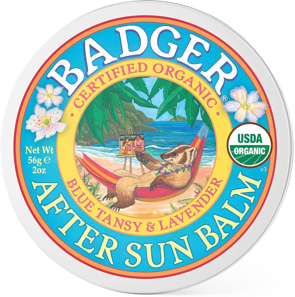 Badger After Sun Balm Blue Tansy Lavender Organic Hydrates Soothes 56g Cruelty