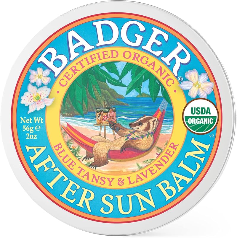 Badger After Sun Balm Blue Tansy Lavender Organic Hydrates Soothes 56g Cruelty