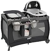 Pamo Babe Pack and Play 4 in 1 Playard Portable Playard Foldable Playpen for Baby and Toddler Portable Crib Mattress Diaper Changer for Newborn (Grey)