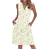 AUSELILY Womens Summer Dresses 2026 Sleeveless V Neck Wrap Floral Sundress with Pockets