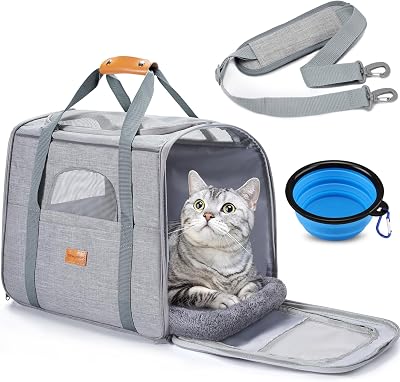 Morpilot Cat Transport Box Large Cats up to 7 kg Foldable Shell Safety Zips