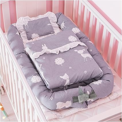 Amazon 妖八 ベビーベッド 柔らかい 快適 ポータブル ベビーマットレス 適0 24月大赤ちゃん グレー ベビー布団 寝具 ベビー マタニティ 通販