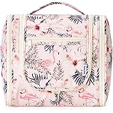 Narwey Hanging Toiletry Bag for Women Travel Makeup Bag Organizer Toiletries Bag for Cosmetics Essentials Accessories (Large, Beige Bird)