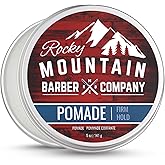 Rocky Mountain Barber Company Pomade for Men - 5 oz Tub Classic Styling Product with Strong Firm Hold for Side Part, Pompadour & Slick Back Looks – High Shine & Easy to Wash Out – Water Based