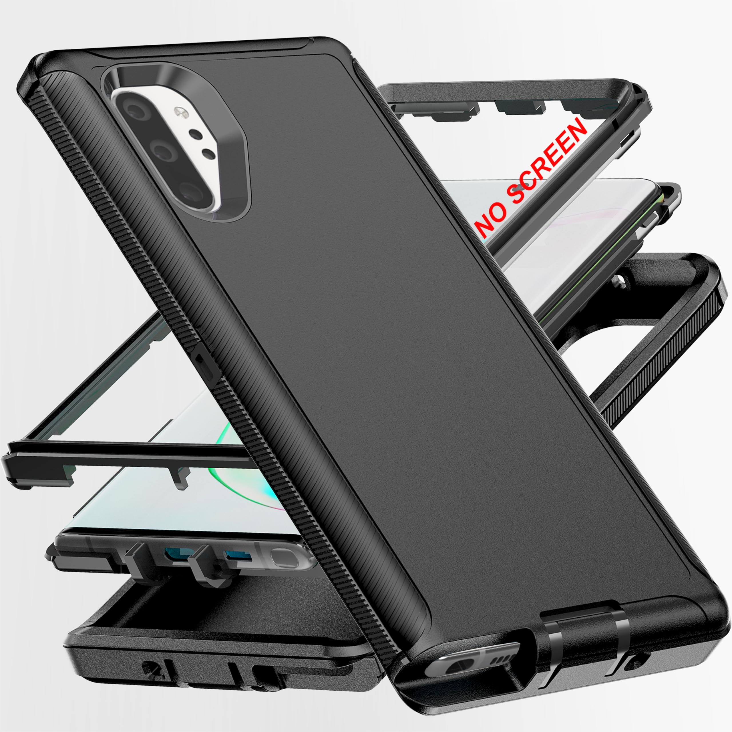 AYMECL for Note 10+ Case,[Military Grade] 3 in 1 Full Body Shockproof Dust/Drop Proof Heavy Duty Protection Cover,for Samsung Galaxy Note 10 Plus 6.8 Inch,Black