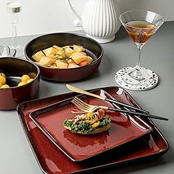 Arora FLACKAR Square Stoneware 16pc Double Bowl