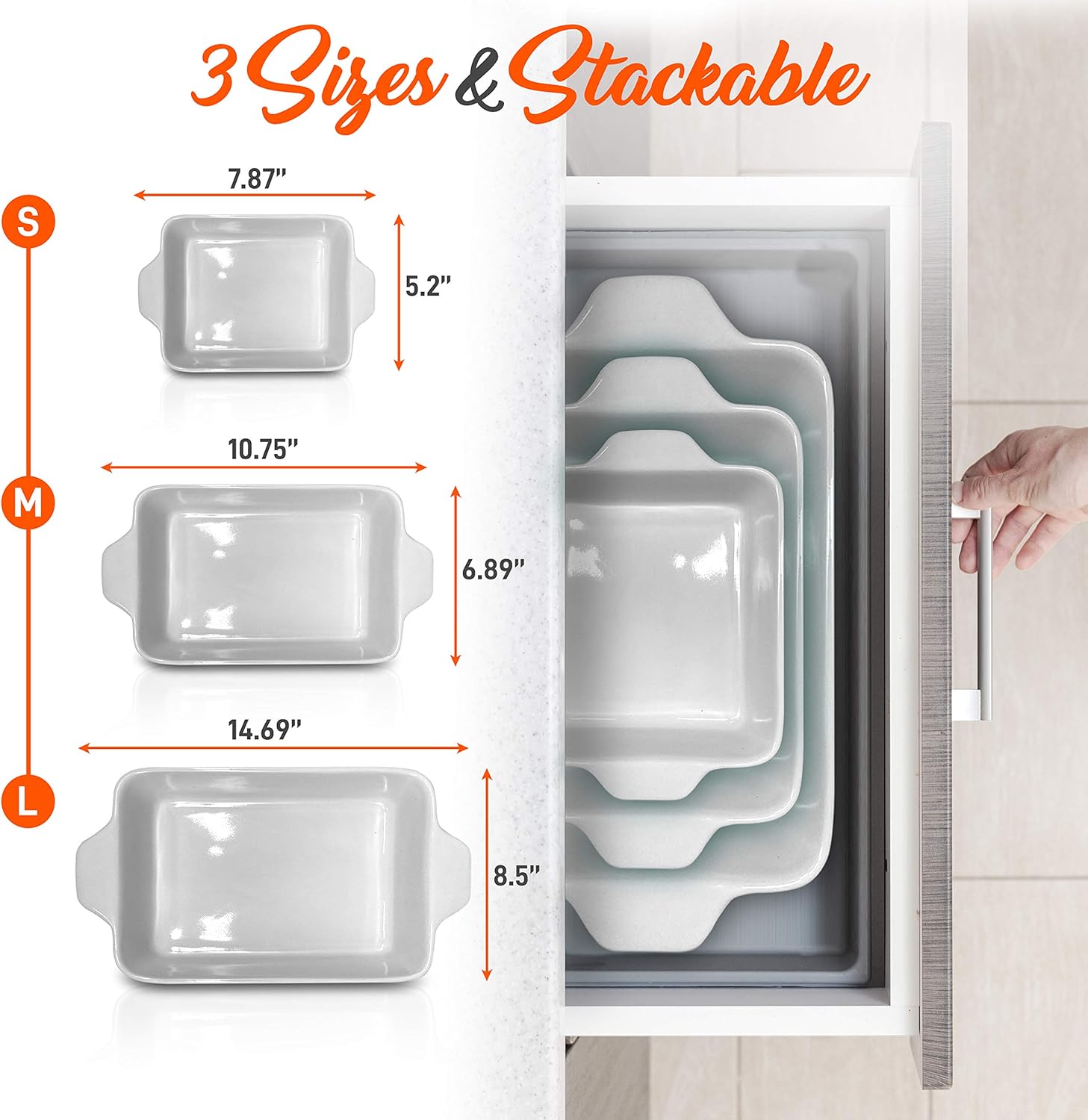 NutriChef 3Pcs. Nonstick Bakeware PFOA PFOS PTFE Tray Set w/Odor-Free Ceramic, 446°F Oven Microwave/Dishwasher Safe Rectangular Baking Pan, Aqua: Kitchen & Dining