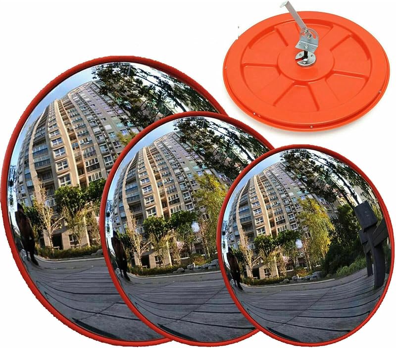 Royalswill Convex Road Safety Mirror 30cm 130 Degree Unbreakable Orange ABS