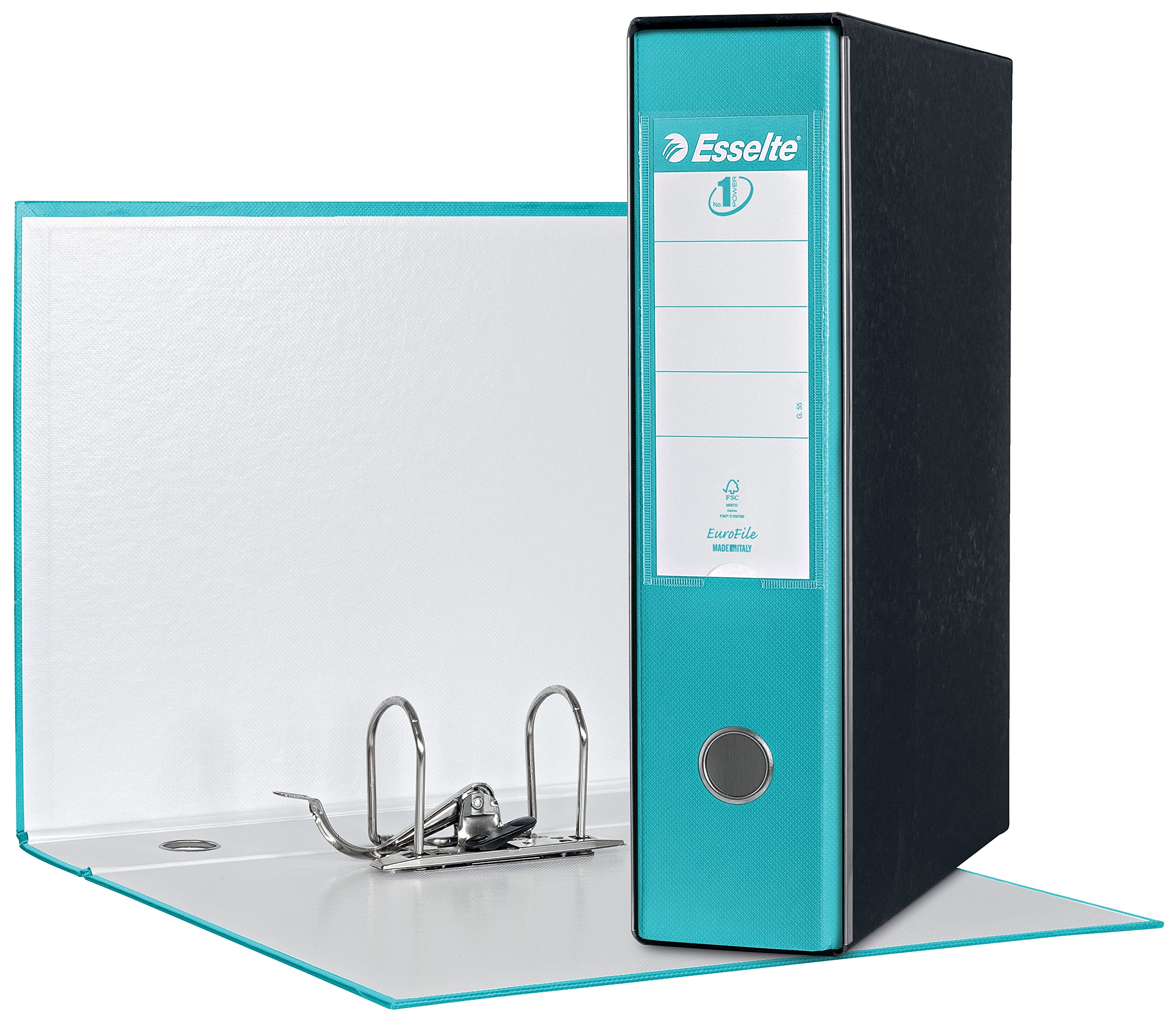 Esselte – RACCOGLITORE EUROFILE with Lever Mechanism Plastic Coated Cardboard,Turquoise,8 cm