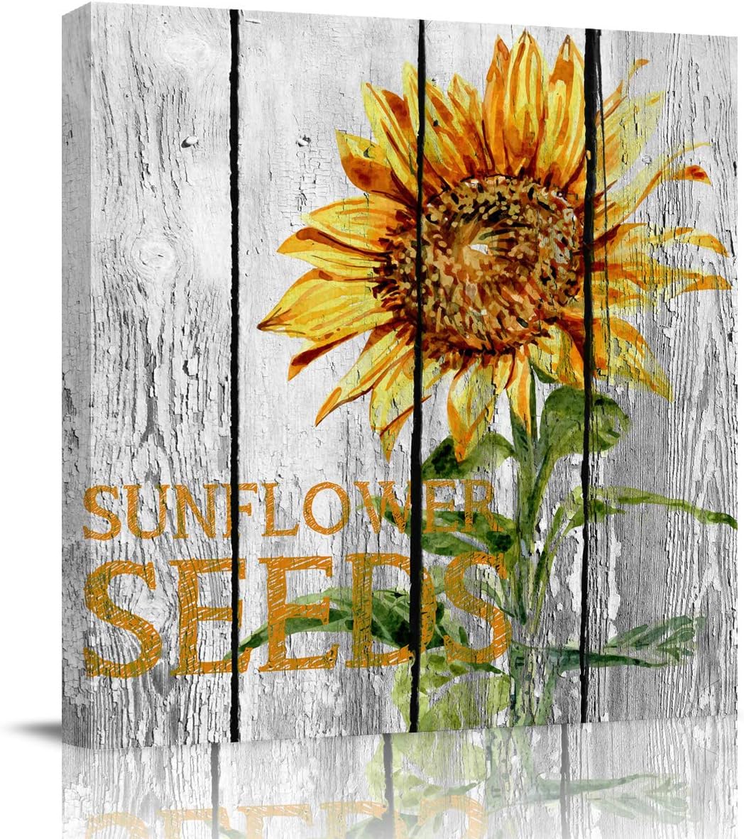 FOREVER20 Canvas Print Wall Art for Bathroom Kitchen Wall Decor Sunflower Picture Painting Contemporary Artwork Stretched and Framed for Home Bedroom Livingingroom 16x16in