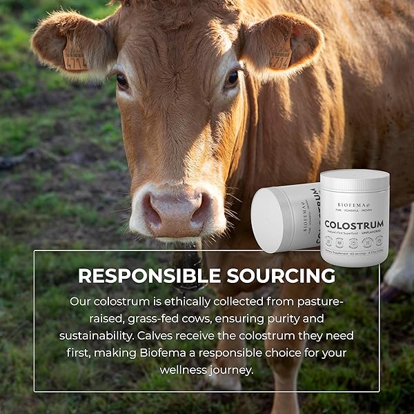 BIOFEMA BOVINE COLOSTRUM SUPPLEMENT – NATURES SUPERFOOD – FIRST MILK POWDER MAGIC FOR GUT HEALTH, IMMUNE SUPPORT, PHYSICAL RECOVERY, SKIN, HAIR & NAIL HEALTH
