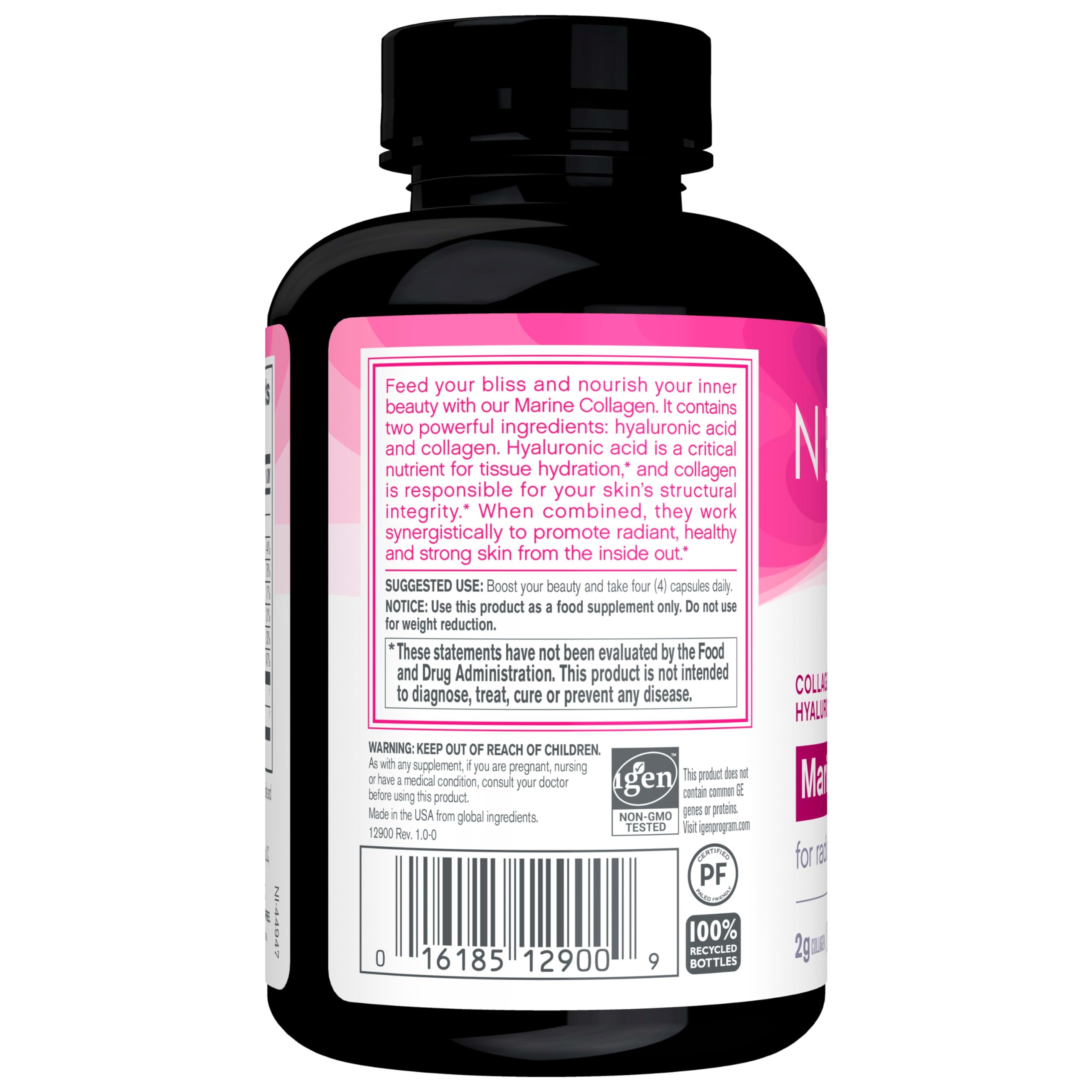 NeoCell Marine Collagen With Collagen Type 1 and 3 and Hyaluronic Acid, With Hydrolyzed Collagen, Skin Health Supplement, Capsule, 120 Count, 1 Bottle