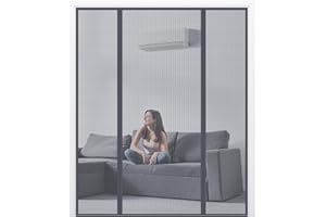 BLUEBALA Fiberglass Magnetic Screen Door Mesh - Heavy Duty Magic Door Screen Closure with Magnets for Sliding, Patio, French, Front and Back Door, Kid and Pet Friendly, Easy Install Gray