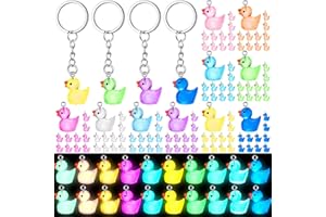 Ecation 100 Pcs Luminous Mini Duck Keychains Glow in The Dark Resin Duck 3D Tiny Key Chains Bulk Small Animal Pendant for Christmas Gifts Birthday Party Favors(Multicolor,Classic)