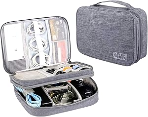 Cable Travel Organizer - Waterproof Three-layer Electronic Accessories Organizer - Portable Cord Travel Organizer For Hard Drive, Cables, Charger, Phone, USB, Sd Card, Ipad Mini, Kindle, Adapter(Gray)