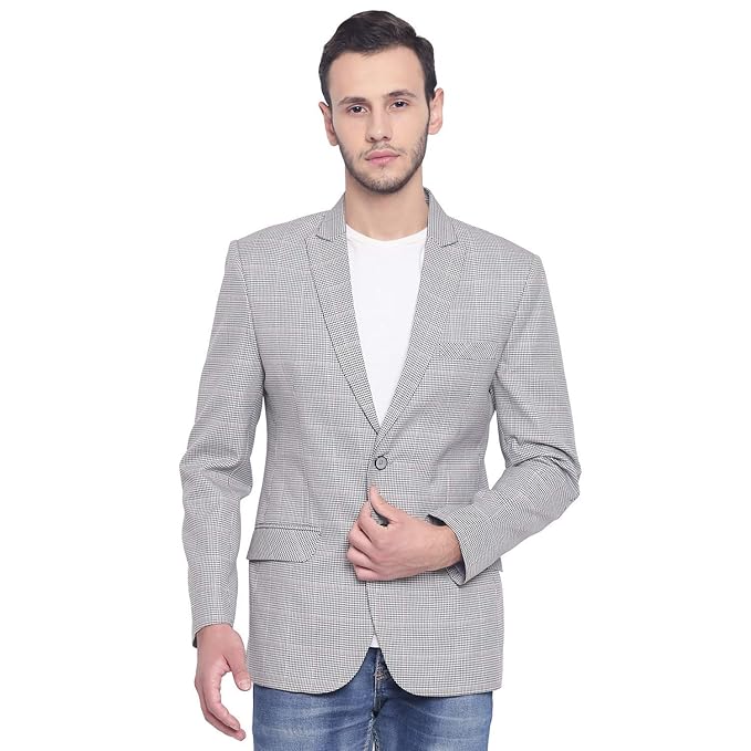 grey check blazer outfit