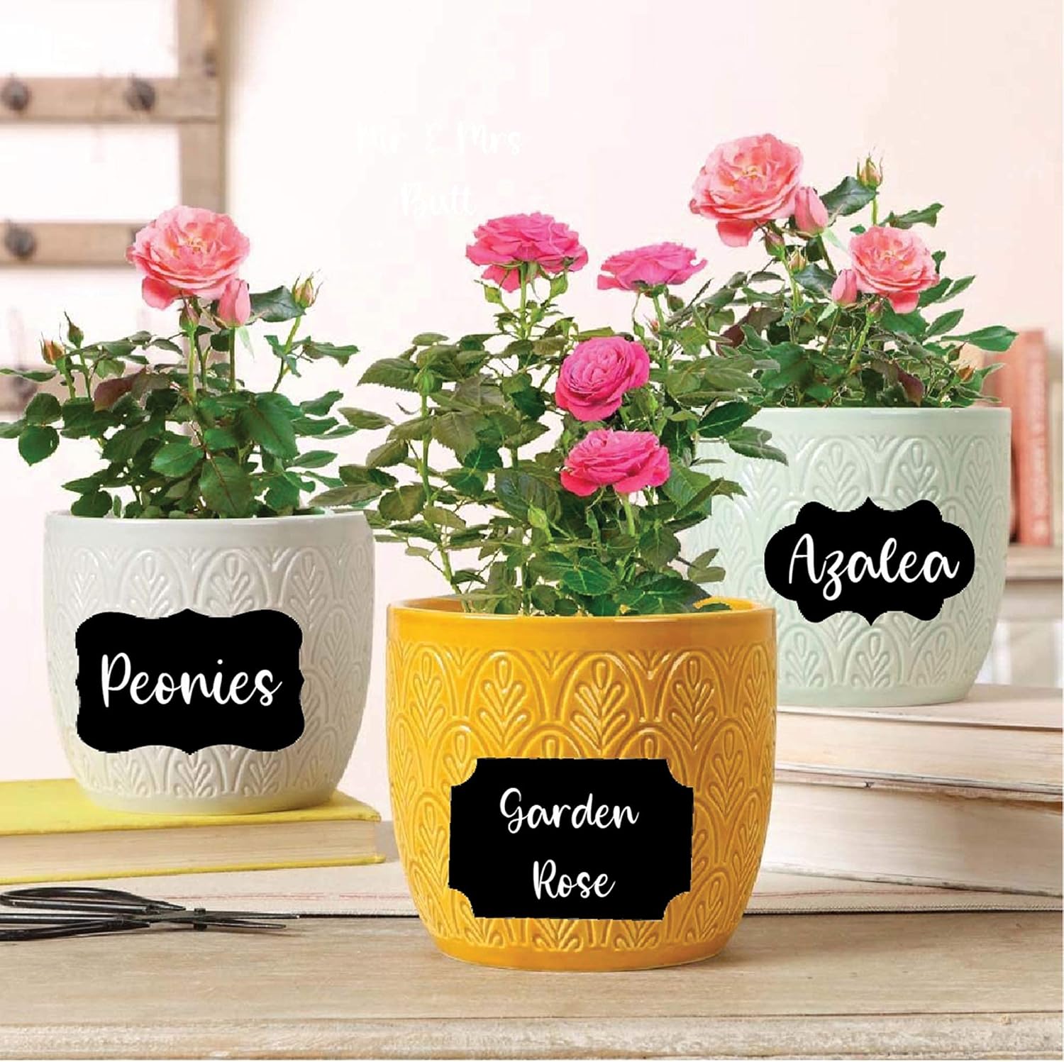Mantah Chalkboard Label Stickers 96pcs - 9 Assorted Shapes in 3 sizes with Erasable 2 White Chalk Markers, Reusable, Waterproof Labels for Storage Bins, Food Containers, Mason Jars, Kitchen Pantry Use : Office Products