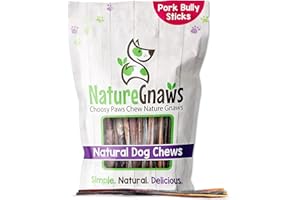Nature Gnaws Extra Thin Pork Bully Sticks for Dogs - Premium Natural Bones - Long Lasting Dog Chew Treats for Small Dogs & Puppies - Rawhide Free 50 Count
