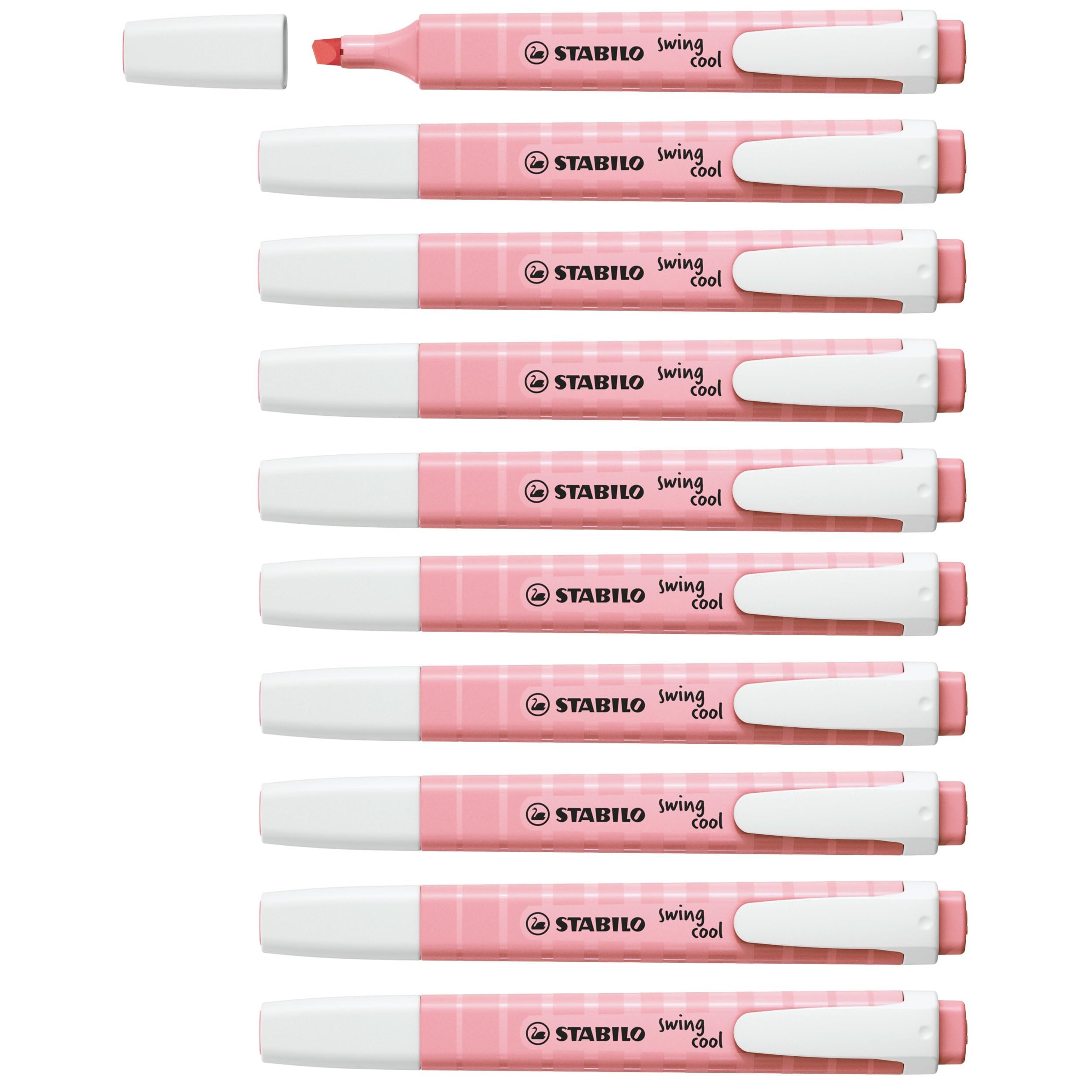 STABILO swing cool Pastel - Highlighter - Pack of 10 - Pink Blush