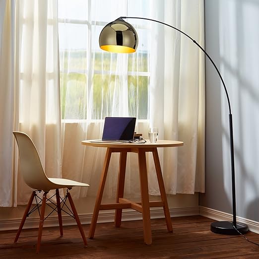 Versanora Arquer Arc Floor Lamp In Gold And Black Floor Lamps