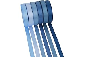 MAYREEL Dusty Blue Satin Ribbon 3/8 Inch Thin Slate Blue for Gift Wrapping Wedding Bridal Shower Crafts 6 Rolls 10 Yards Each Color Total 60 Yards