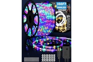 Coroor 100ft 1080 LED Rope Lights Christmas Outdoor Waterproof, Flexible Connectable Tube Lights with 8 Modes, String Lights Decorative Lighting for Garden Patio Tree Bedroom Xmas Decor (Multicolor)