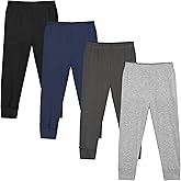 Resinta 4 Packs Toddler and Boys 100% Cotton Pants Kids Sport Pull on Jogger Pants 2T-6Year